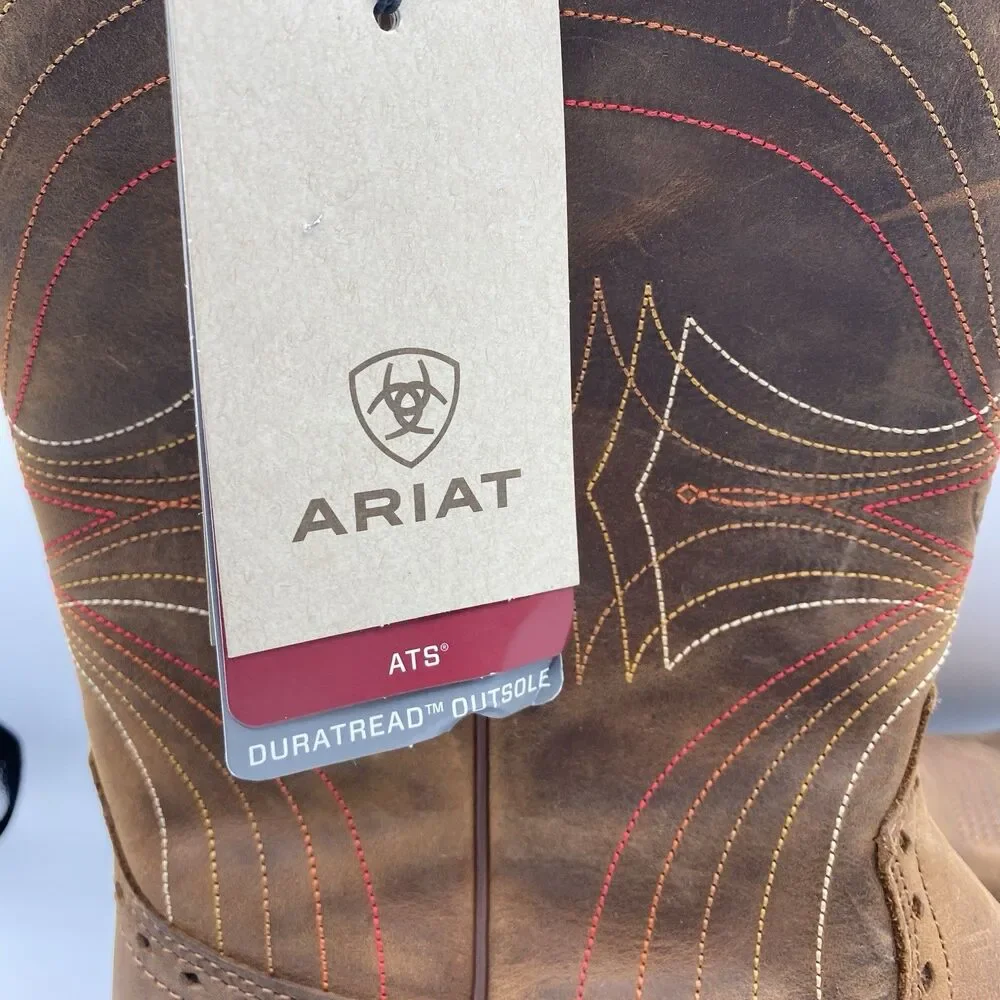 Ariat Boots Men 13 EE ATS Brown Western Performance Broad Square Toe Cowboy Tag